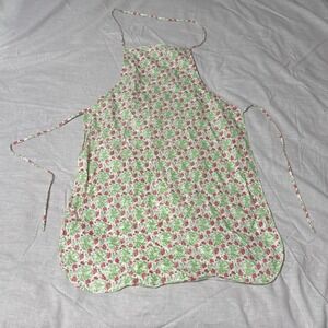 Vintage Apron Plastic White With Red Floral Cottage-core Grannycore Kitchen EUC